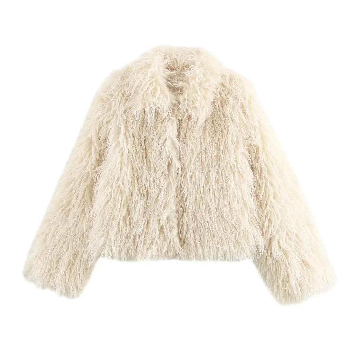 Aveline | Women's Beige Faux-Fur Coat with Long Sleeves, Soft Plush Texture & Classic Winter Fit