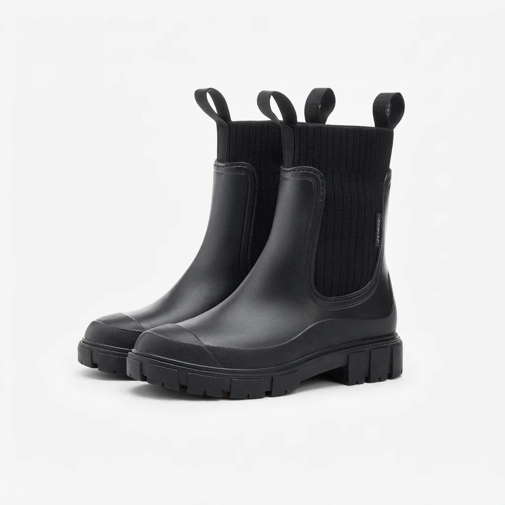 Isolde | Women's Waterproof Chelsea Ankle Boots with Chunky Lug Sole, Ribbed Knit Collar & Cosy Comfort Fit