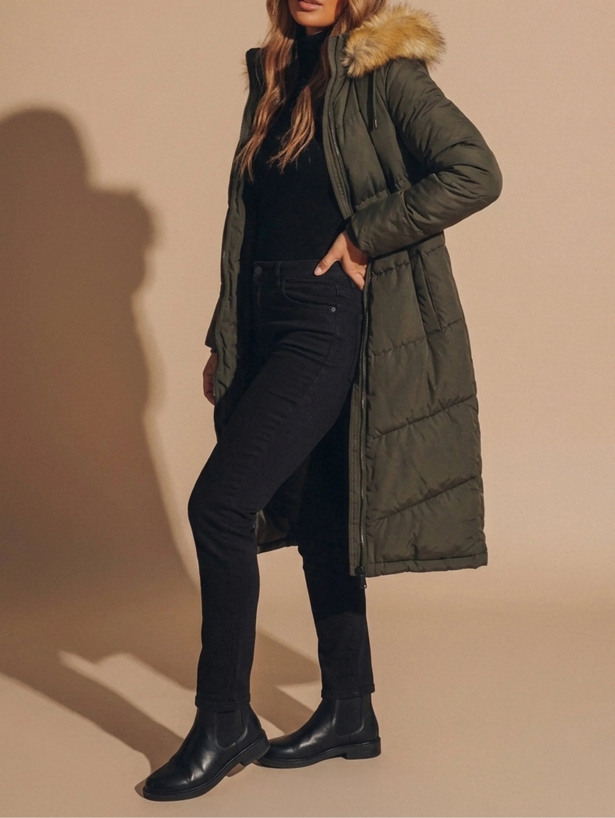 Amaris | Women's Longline Faux-Fur Puffer Jacket
