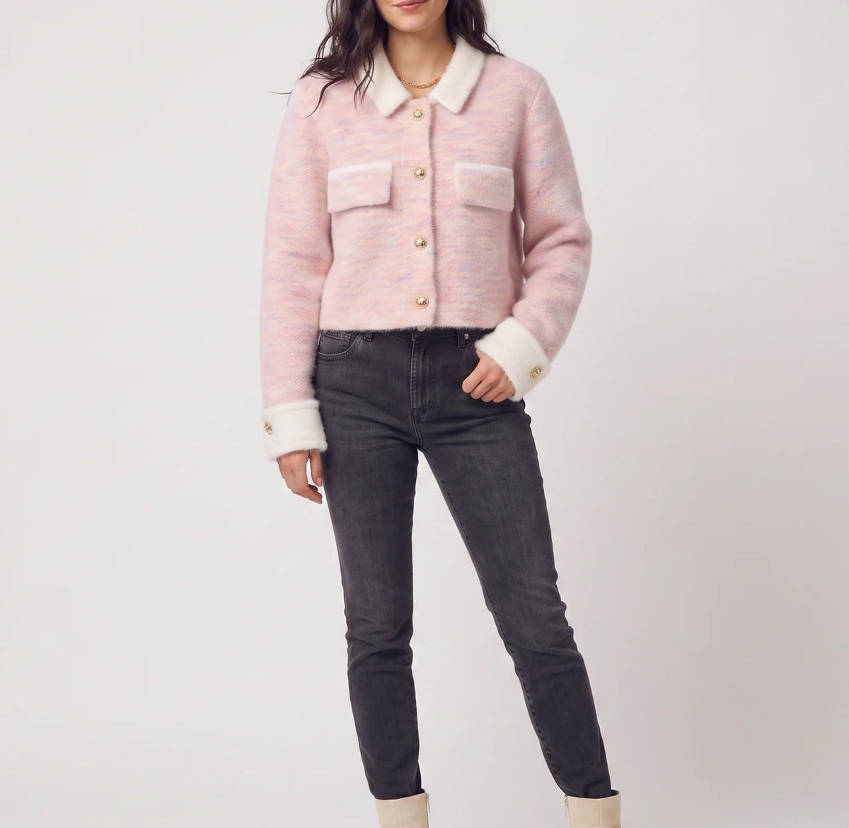 Livia | Women's Contrast-Collar Cardigan