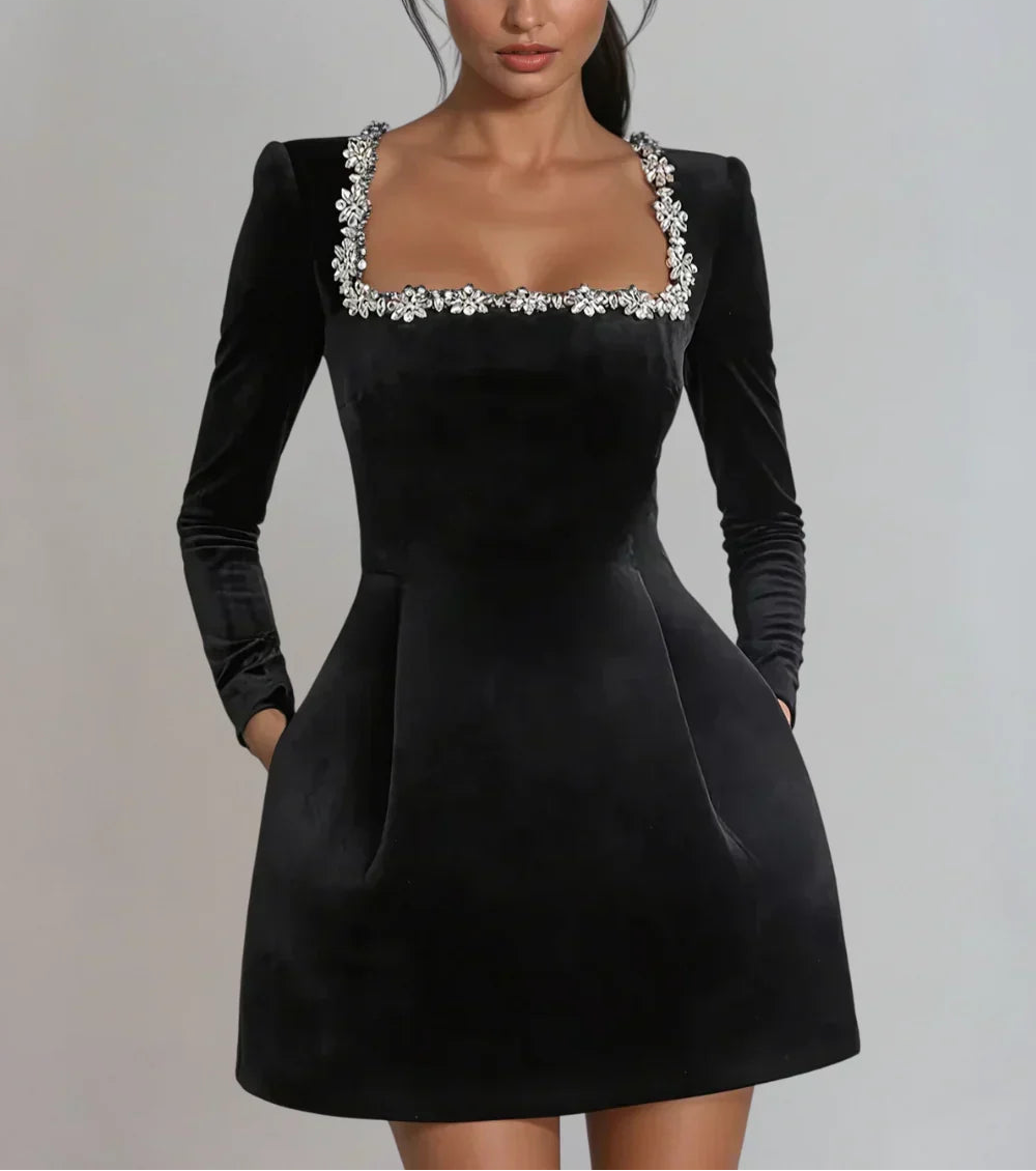 Serenelle | Women's Square-Neck Velvet Dress