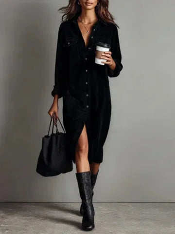 Noélie | Women's Velvet Shirt Christmas Dress
