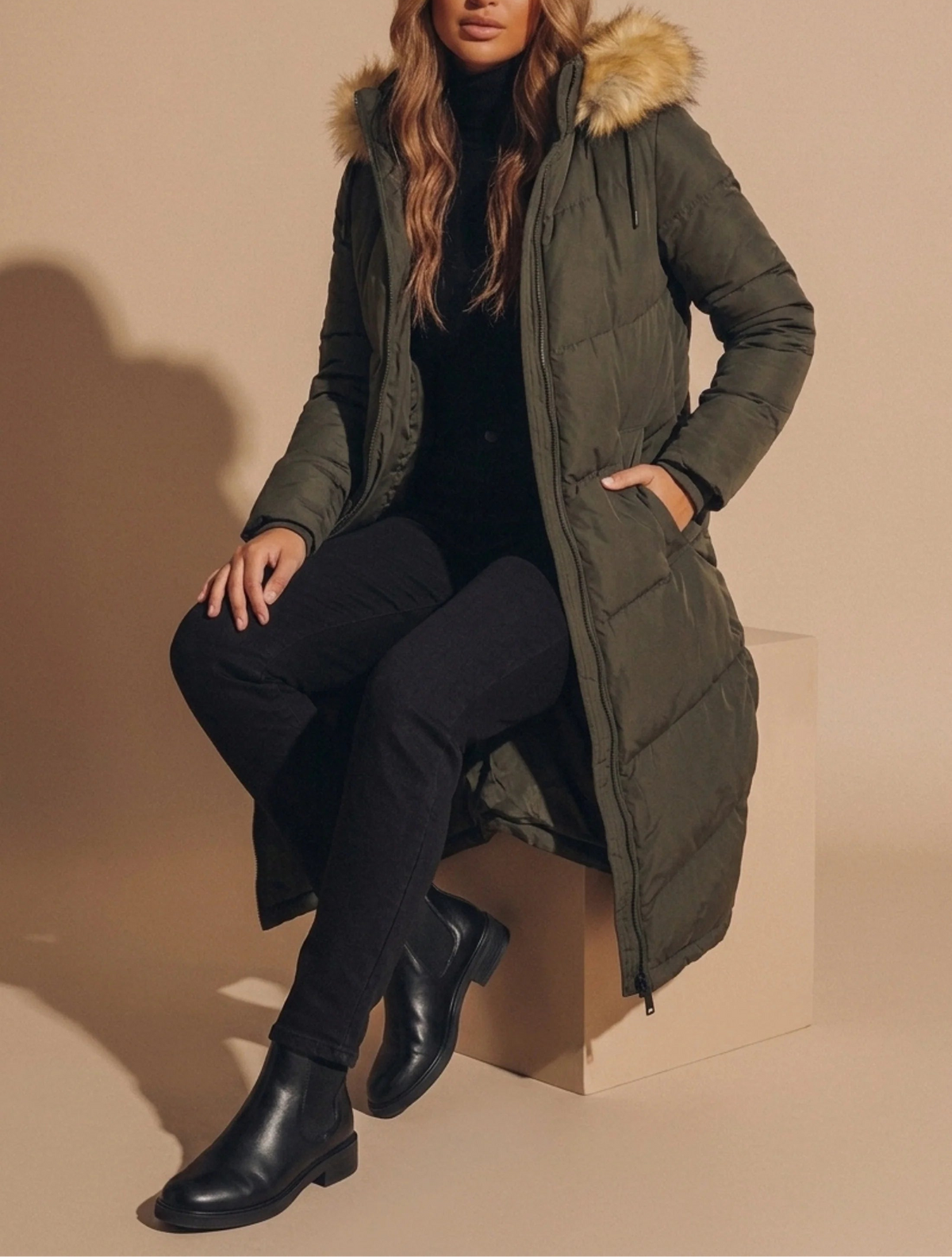 Amaris | Women's Longline Faux-Fur Puffer Jacket