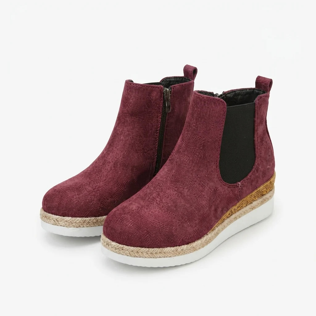 Mireya | Women's Cosy Platform Chelsea Ankle Boots with Cushioned Wedge Sole, Side Zip & Elastic Panels