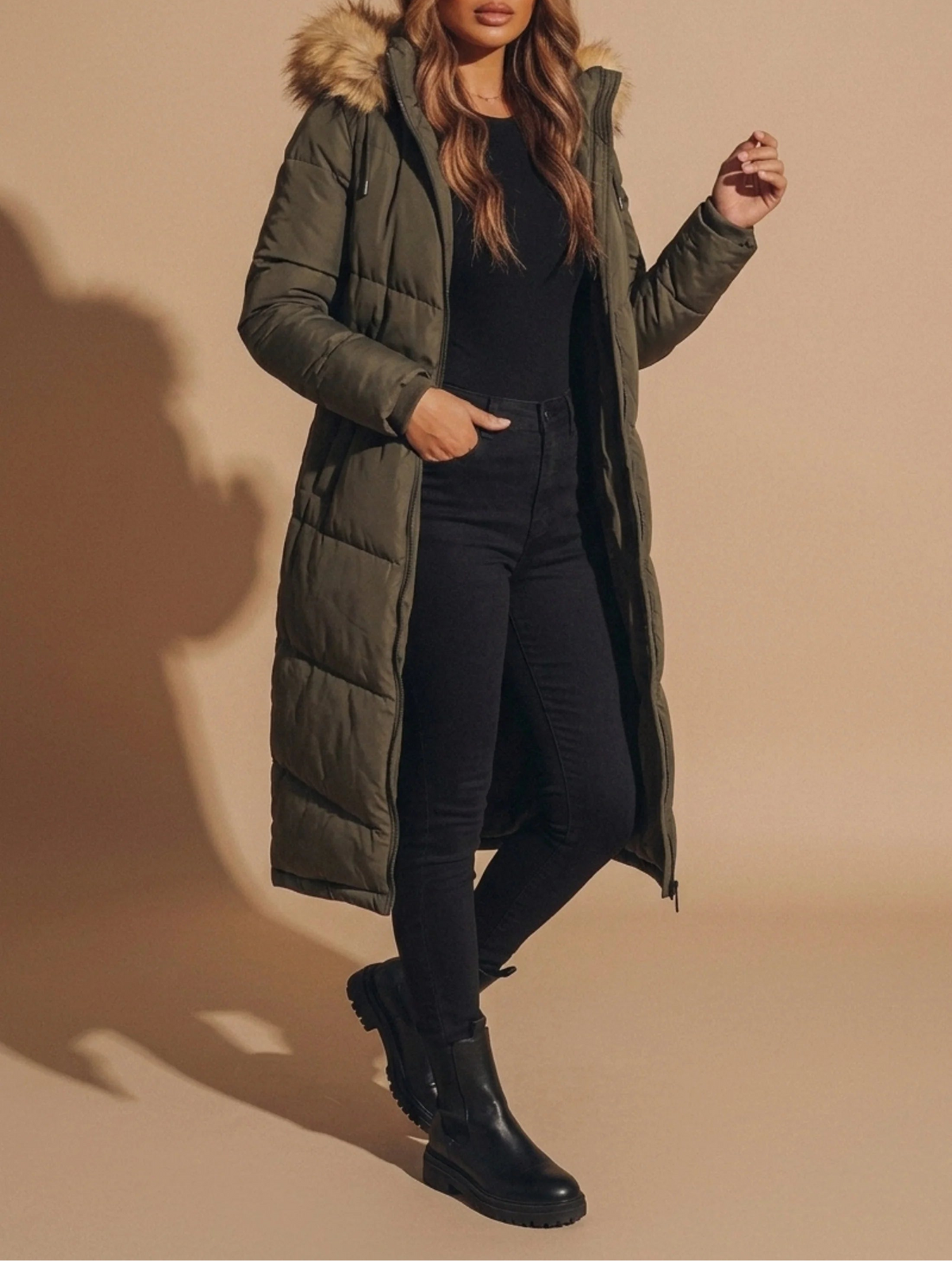 Amaris | Women's Longline Faux-Fur Puffer Jacket