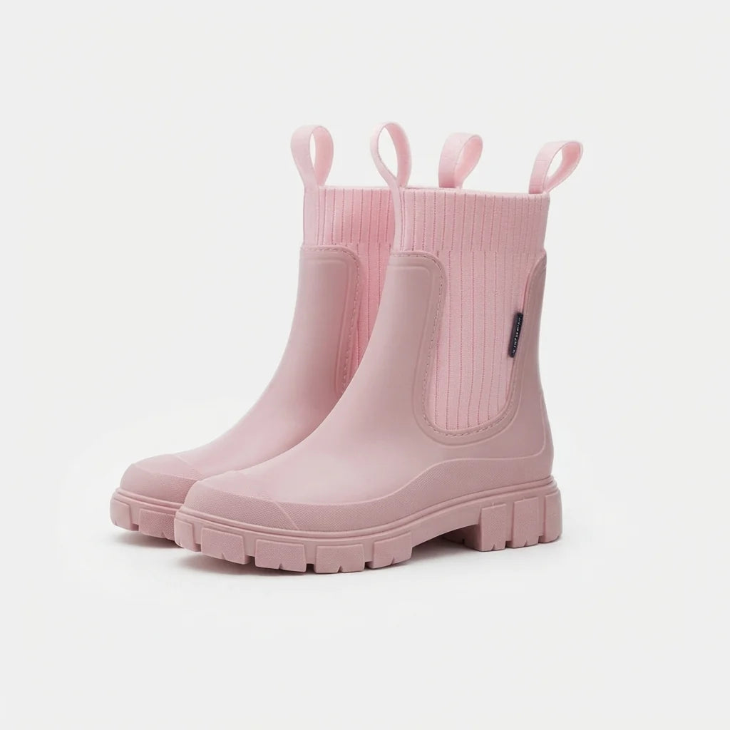 Isolde | Women's Waterproof Chelsea Ankle Boots with Chunky Lug Sole, Ribbed Knit Collar & Cosy Comfort Fit