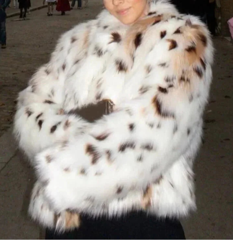 Leontine | Women's Oversized Animal-Print Faux-Fur Coat with Plush Texture & Relaxed Winter Fit