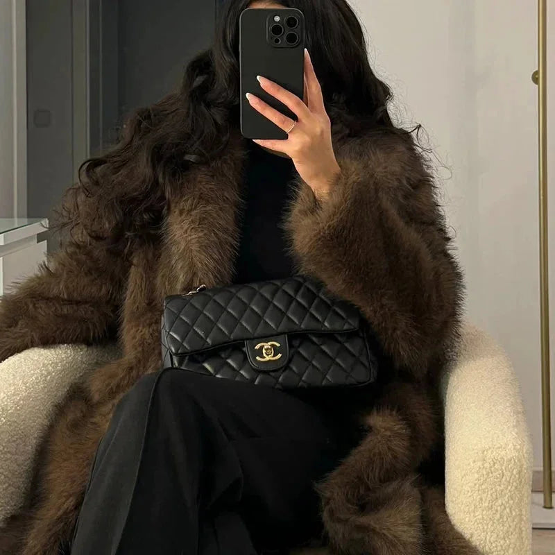Alessandra | Women's Long Faux-Fur Hooded Winter Coat with Removable Hood, Side Pockets & Relaxed Straight Fit