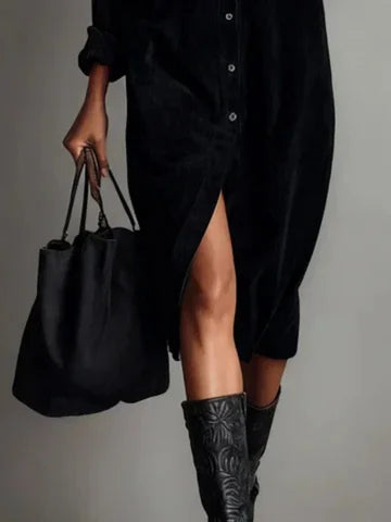 Noélie | Women's Velvet Shirt Christmas Dress