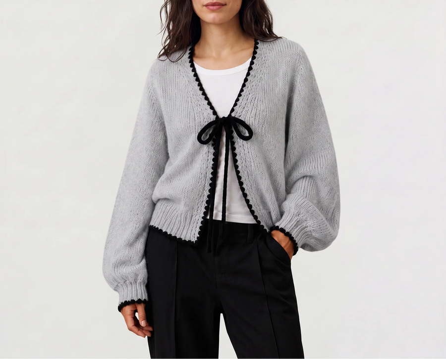 Amélina | Women's Scalloped Tie-Front Cardigan