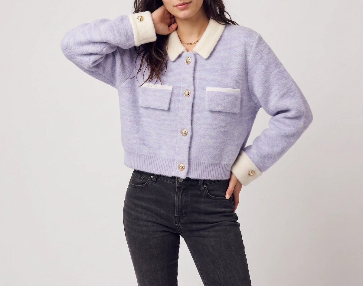 Livia | Women's Contrast-Collar Cardigan
