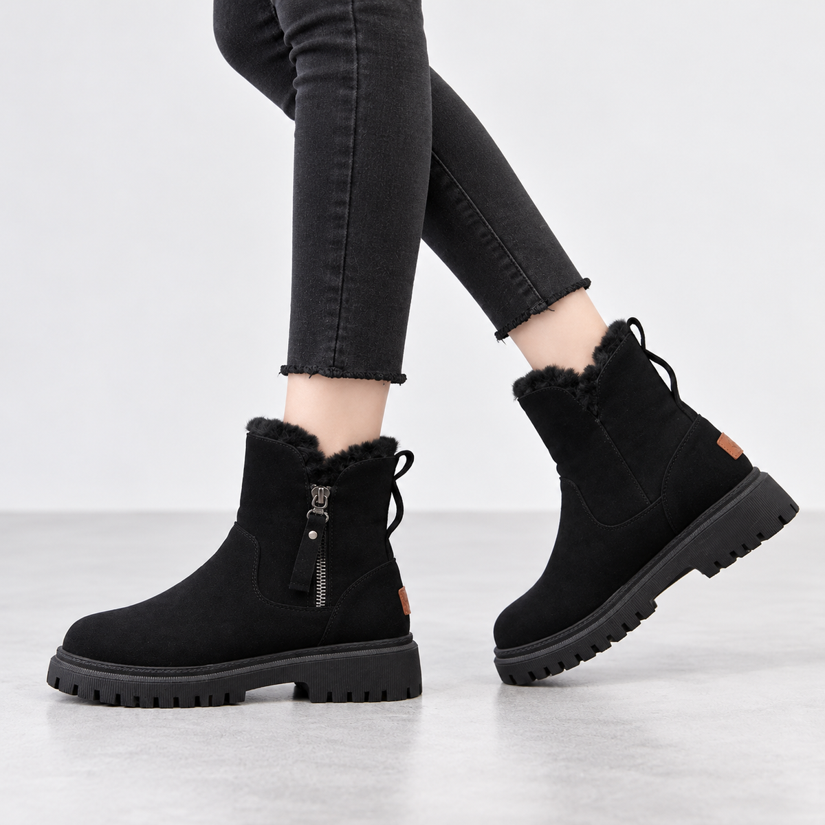 Annelise | Women's Faux-Fur Lined Winter Ankle Boots with Chunky Non-Slip Sole, Side Zip & Cushioned Footbed