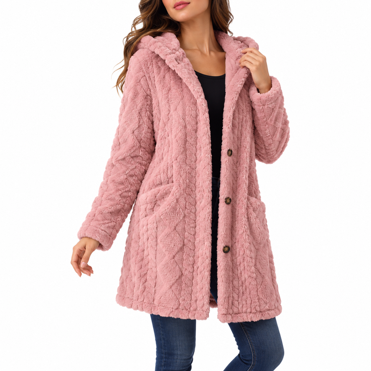 Brielle | Women's Hooded Teddy Cardigan