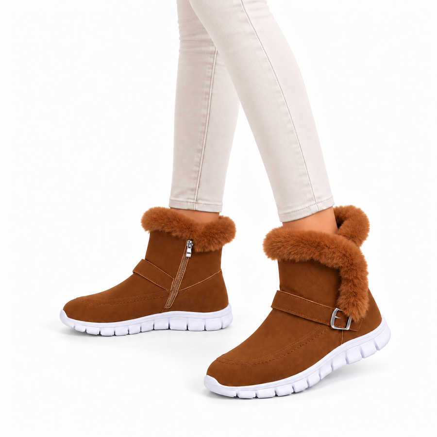 Noelle | Women's Fur-Trimmed Winter Boots – Plush Lined Slip-On Cold Weather Boots with Grippy Cushioned Sole