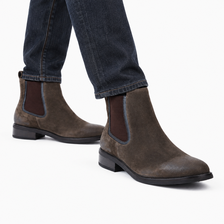 Thalina | Women's Suede Chelsea Boots – Elastic Side Panel Slip-On Ankle Boots with Cushioned Insole