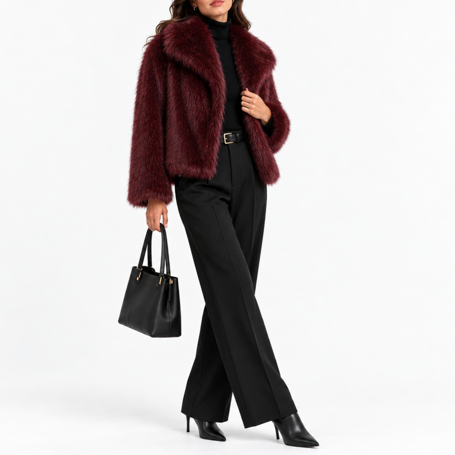 Odessa | Women's Oversized Collar Faux Fur Coat – Plush Long-Sleeve Winter Outerwear with Elegant Relaxed Silhouette