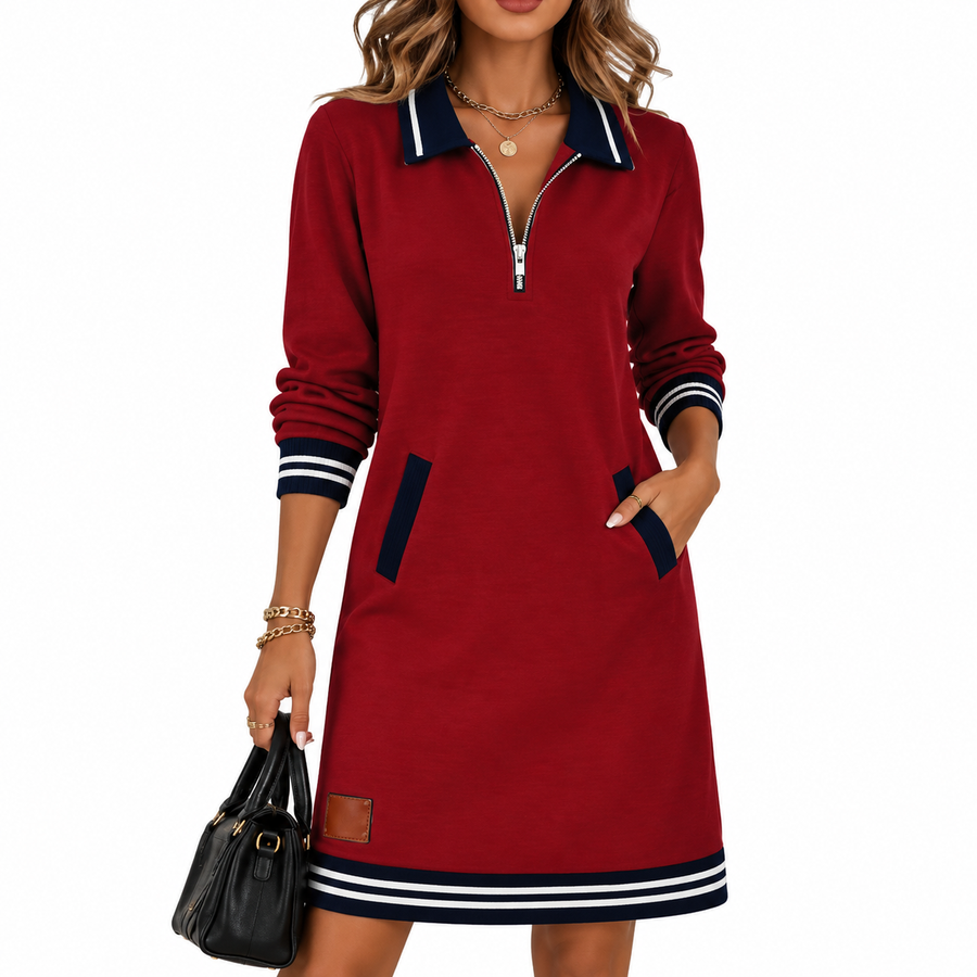 Alouette | Women's Zip Collar Christmas Dress