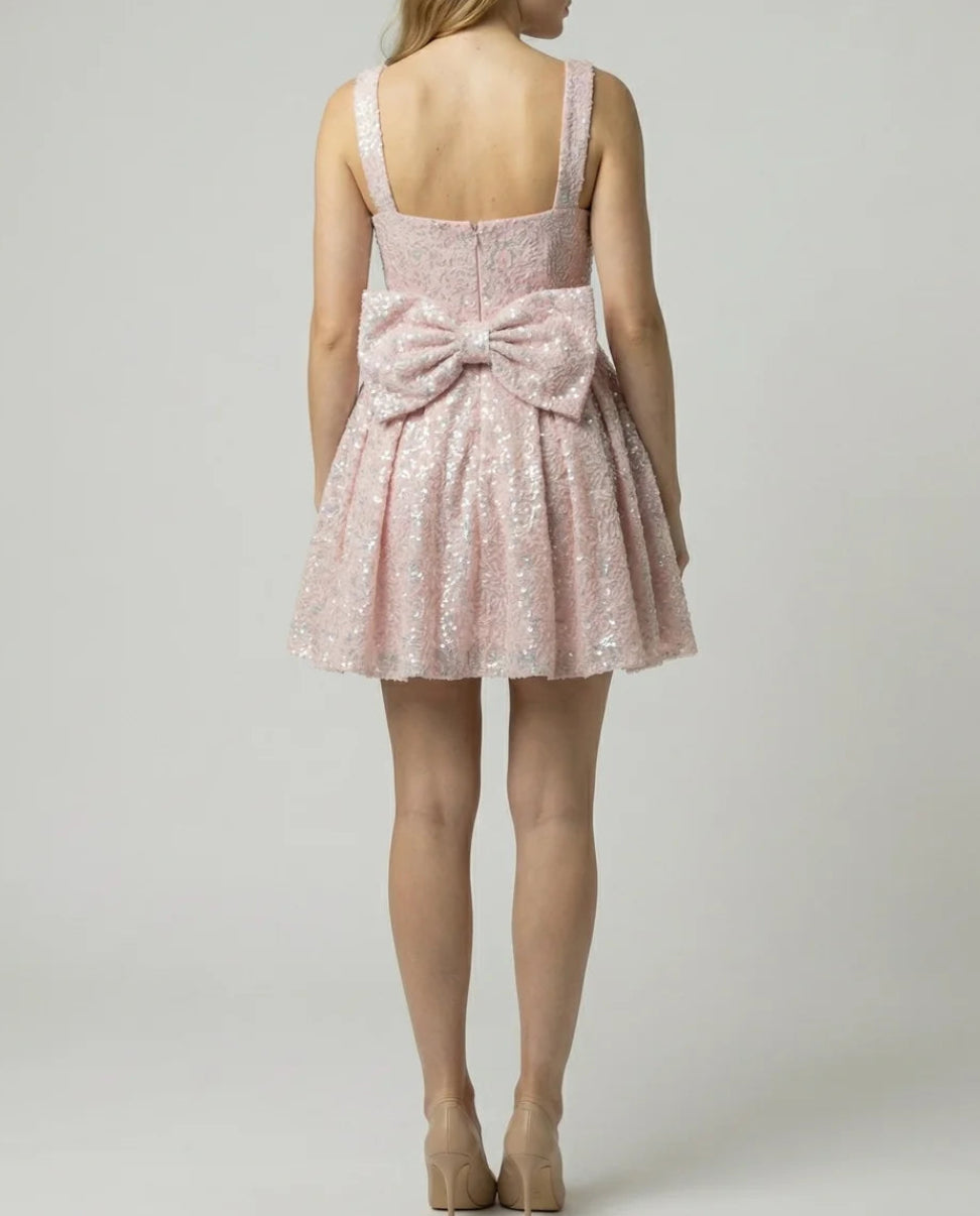 Delphine | Women's Sequin Skater Mini Dress – Square Neck Sleeveless Fit-and-Flare Party Dress