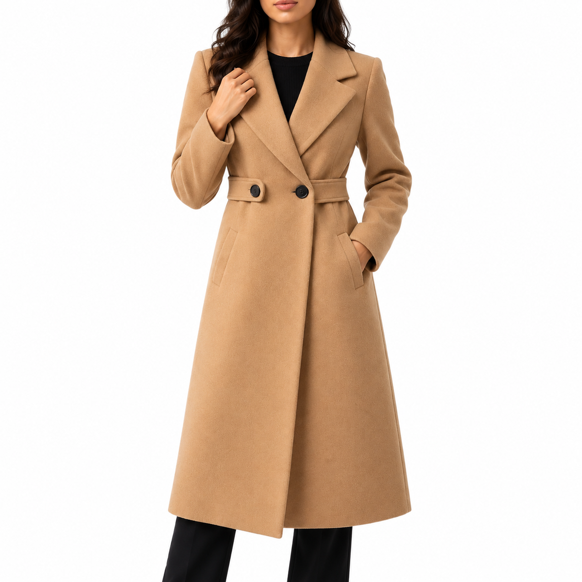 Lonie | Women's Long Belted Wool Coat