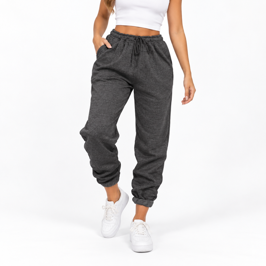 Mirelle | Women's Elasticated Waist Cuffed Joggers – Hidden Drawstring Casual Lounge Trousers with Relaxed Fit