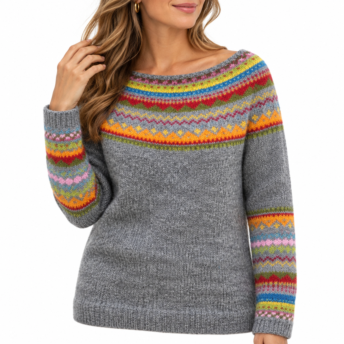 Lisette | Women's Fair Isle Boat Neck Jumper