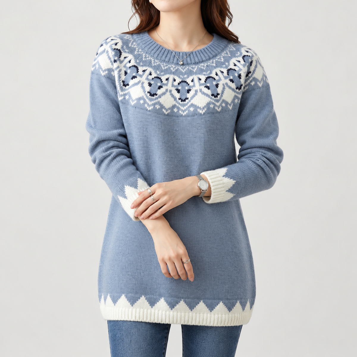 Freya | Women's Fair Isle Crew Neck Jumper