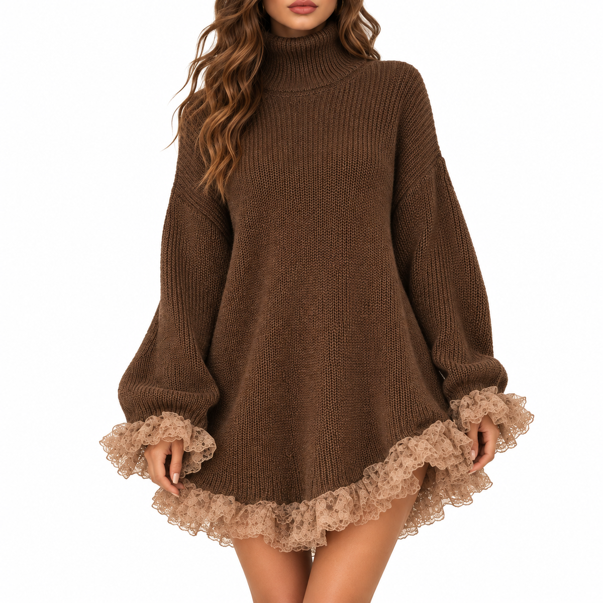 Elaris | Women's Turtleneck Knit Christmas Dress