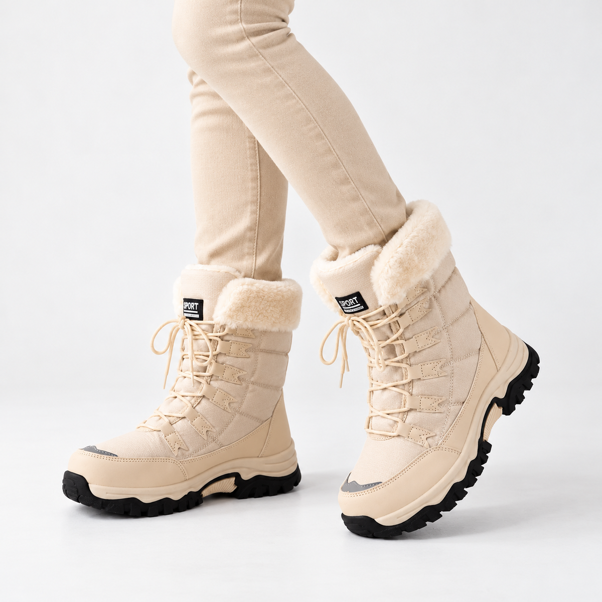 Elowena | Women's Faux-Fur Lined Snow Boots with Cushioned Footbed, Lace-Up Front & Non-Slip Winter Sole