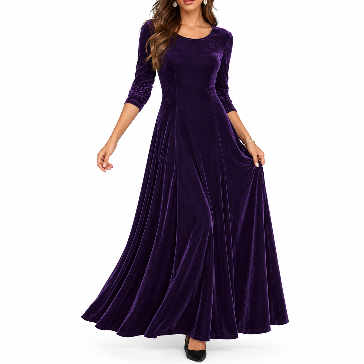 Lilienne | Women's A-Line Maxi Velvet Dress