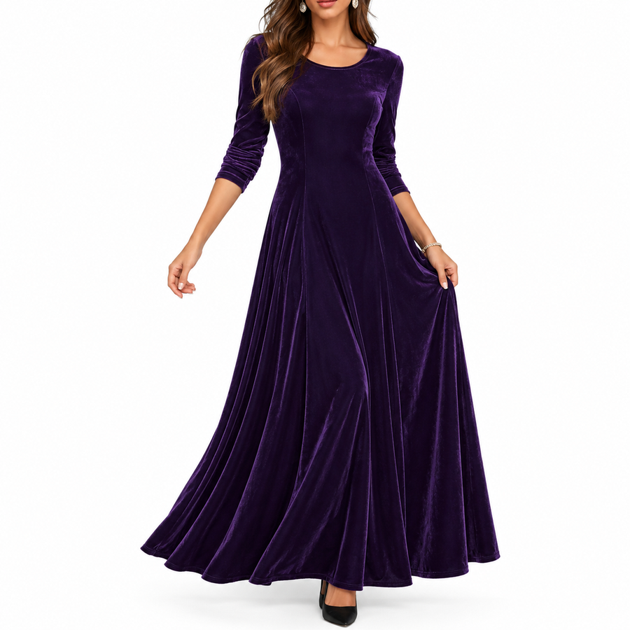 Lilienne | Women's A-Line Maxi Velvet Dress