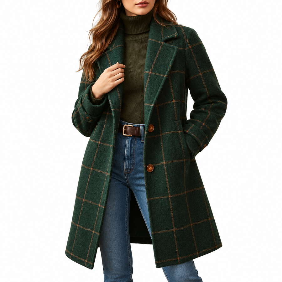 Florienne | Women's Check Wool-Blend Coat