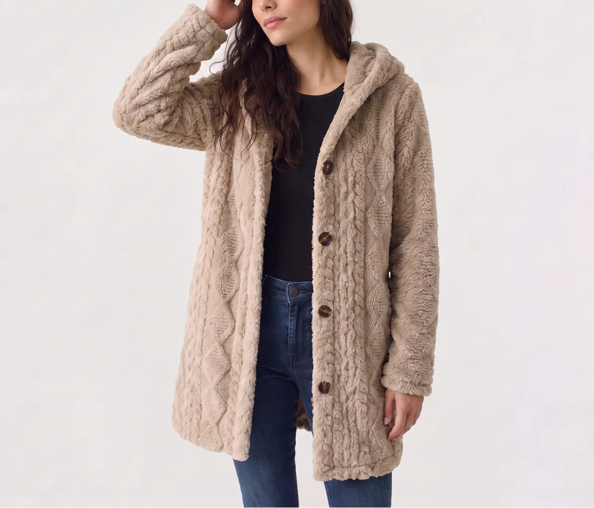 Brielle | Women's Hooded Teddy Cardigan