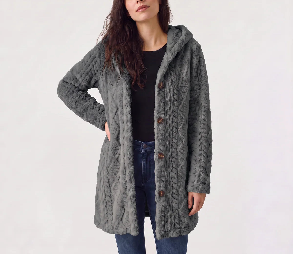Brielle | Women's Hooded Teddy Cardigan