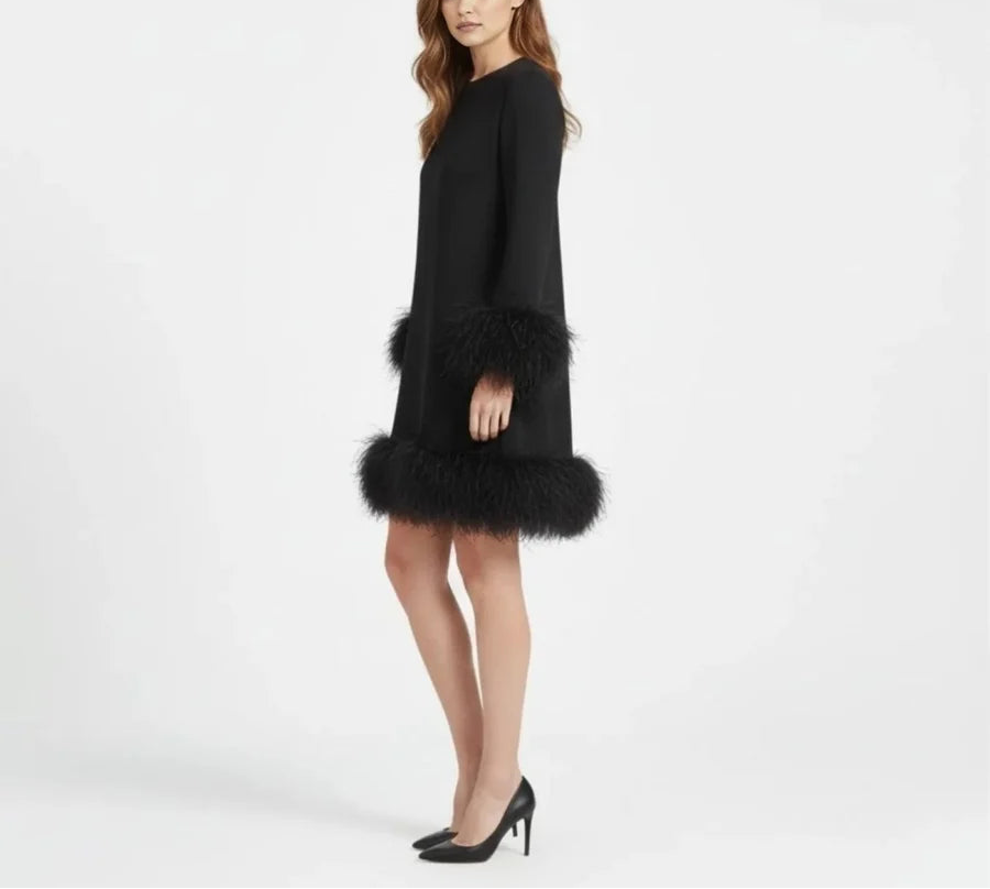 Valentina | Women's Faux Fur Hem Christmas Party Dress