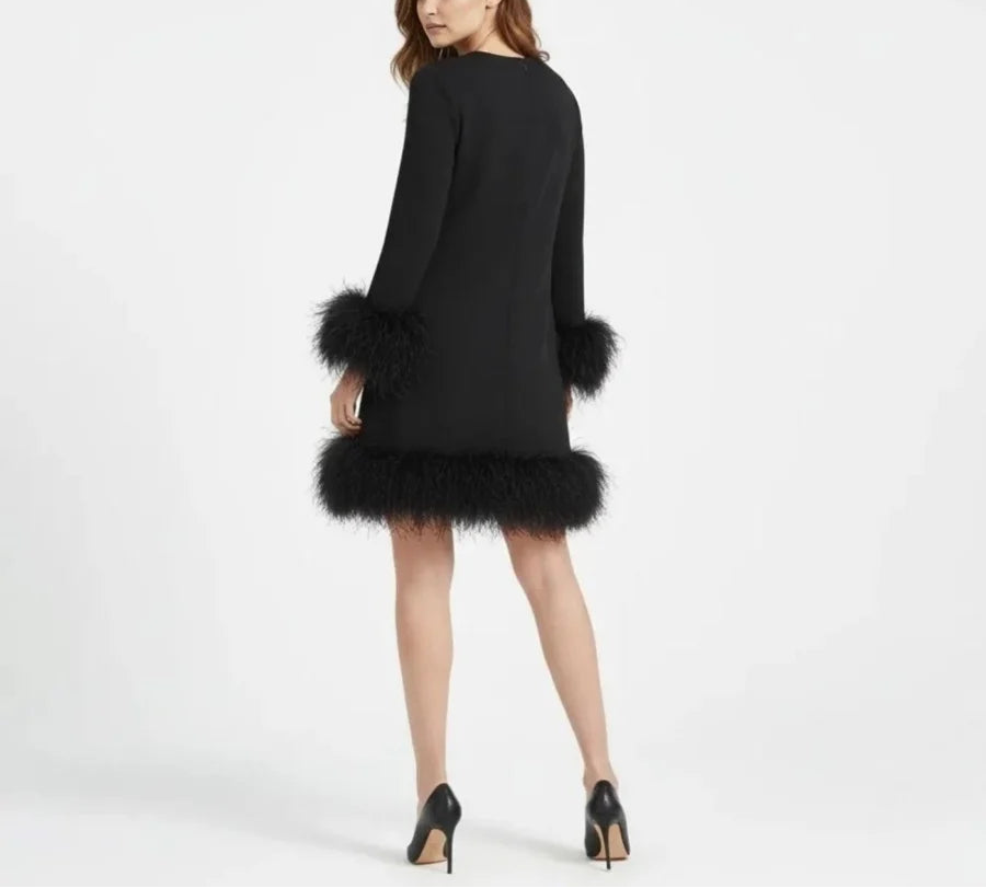 Valentina | Women's Faux Fur Hem Christmas Party Dress