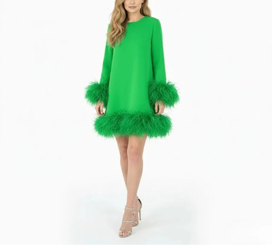 Valentina | Women's Faux Fur Hem Christmas Party Dress
