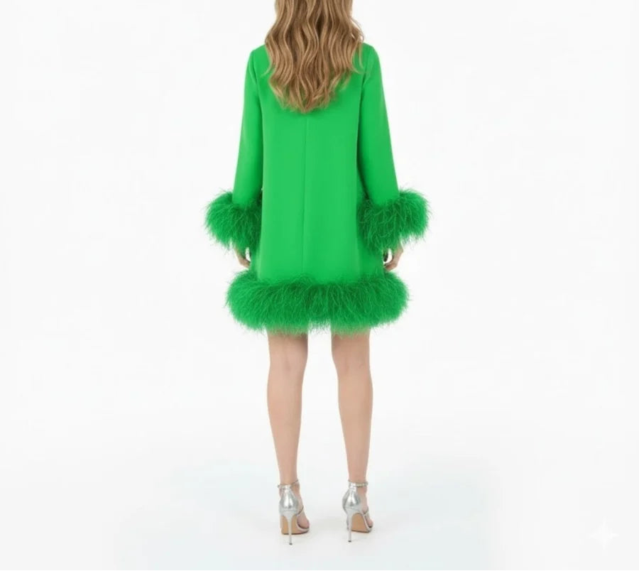 Valentina | Women's Faux Fur Hem Christmas Party Dress