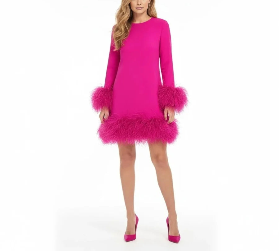 Valentina | Women's Faux Fur Hem Christmas Party Dress