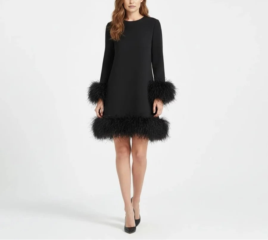 Valentina | Women's Faux Fur Hem Christmas Party Dress