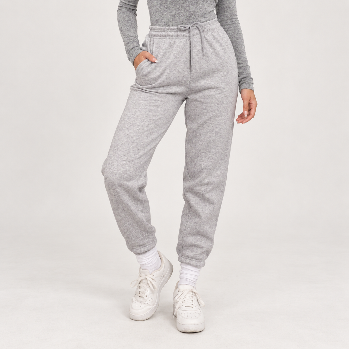 Kaia | Women's High-Waisted Joggers – Sheared Hem Casual Lounge Trousers with Relaxed Everyday Style