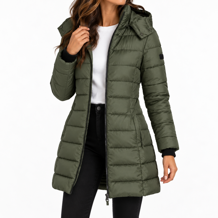 Elara | Women's Long Hooded Puffer Jacket