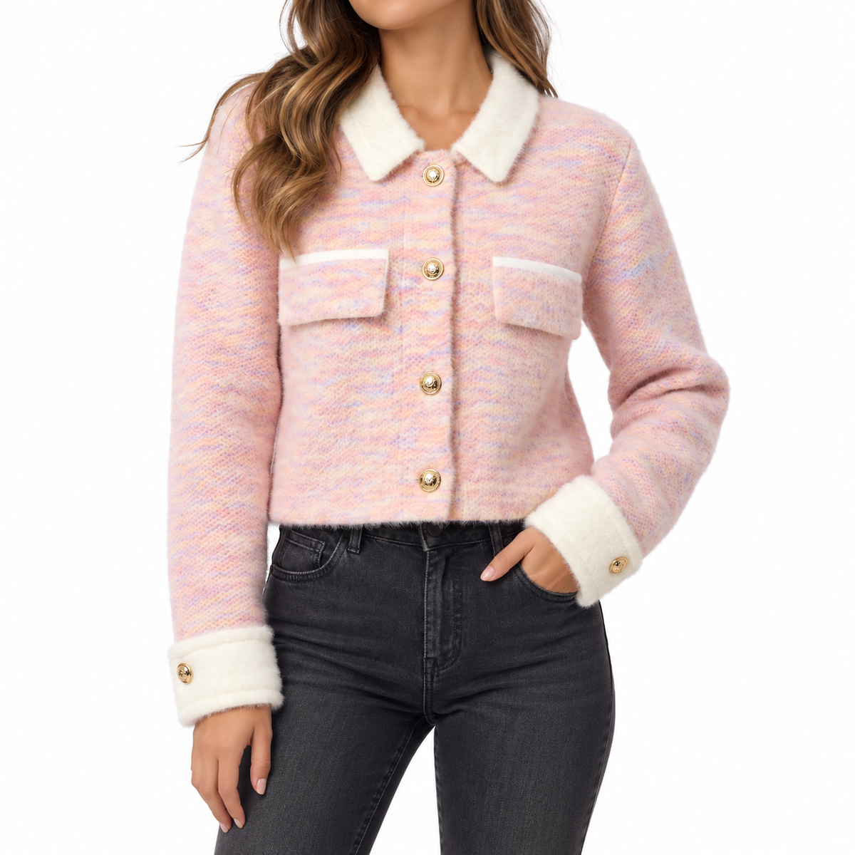 Livia | Women's Contrast-Collar Cardigan