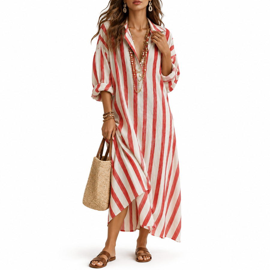 Isabeau | Women's Striped Maxi Christmas Dress
