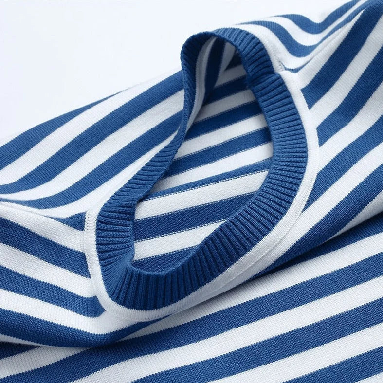 Coralie | Women's Striped Long-Sleeve Top – Relaxed Crew Neck Casual Everyday Pullover