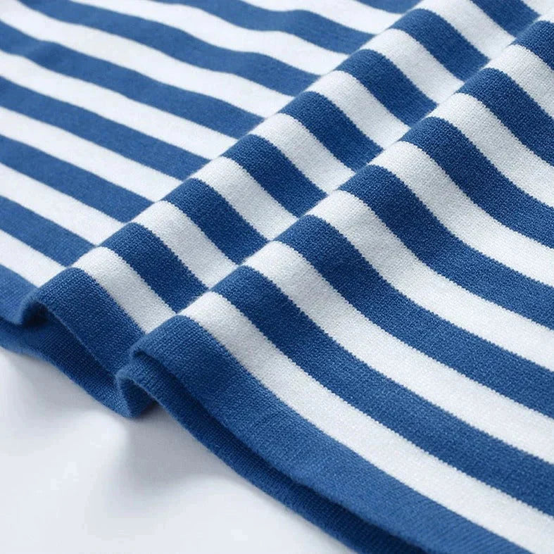 Coralie | Women's Striped Long-Sleeve Top – Relaxed Crew Neck Casual Everyday Pullover