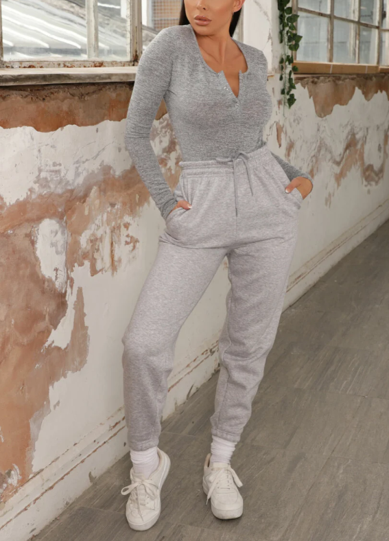 Kaia | Women's High-Waisted Joggers – Sheared Hem Casual Lounge Trousers with Relaxed Everyday Style