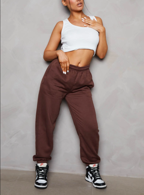 Amara | Women's Oversized High-Waisted Joggers – Shirred Drawstring Waist Cuffed Lounge Trousers with Pockets