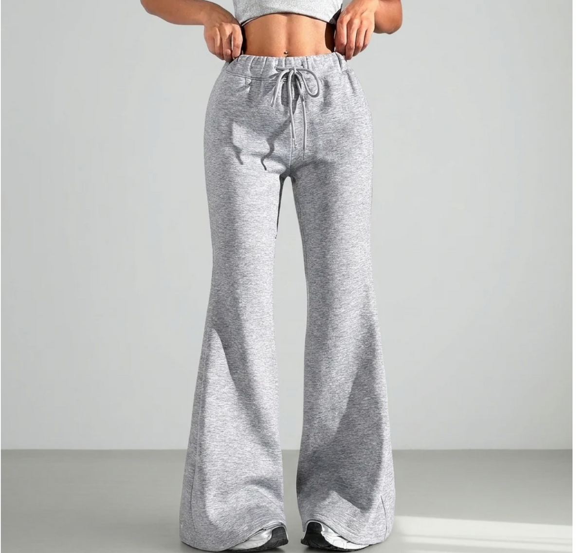 Alessia | Women's High-Waisted Flared Drawstring Joggers with Elastic Waist & Relaxed Wide-Leg Fit