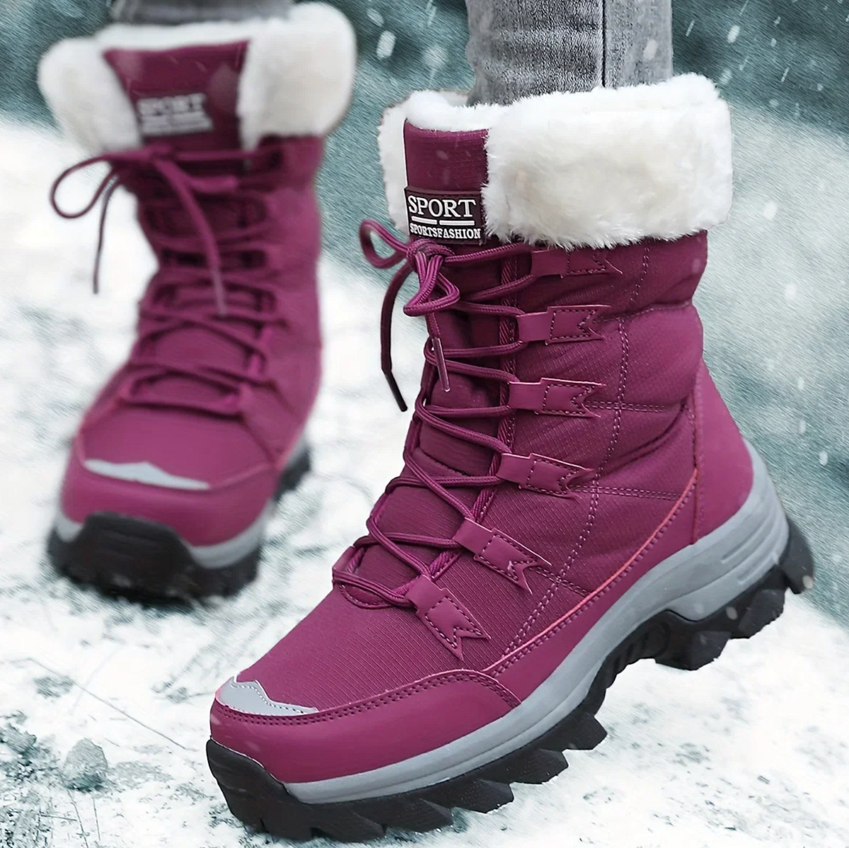 Elowena | Women's Faux-Fur Lined Snow Boots with Cushioned Footbed, Lace-Up Front & Non-Slip Winter Sole