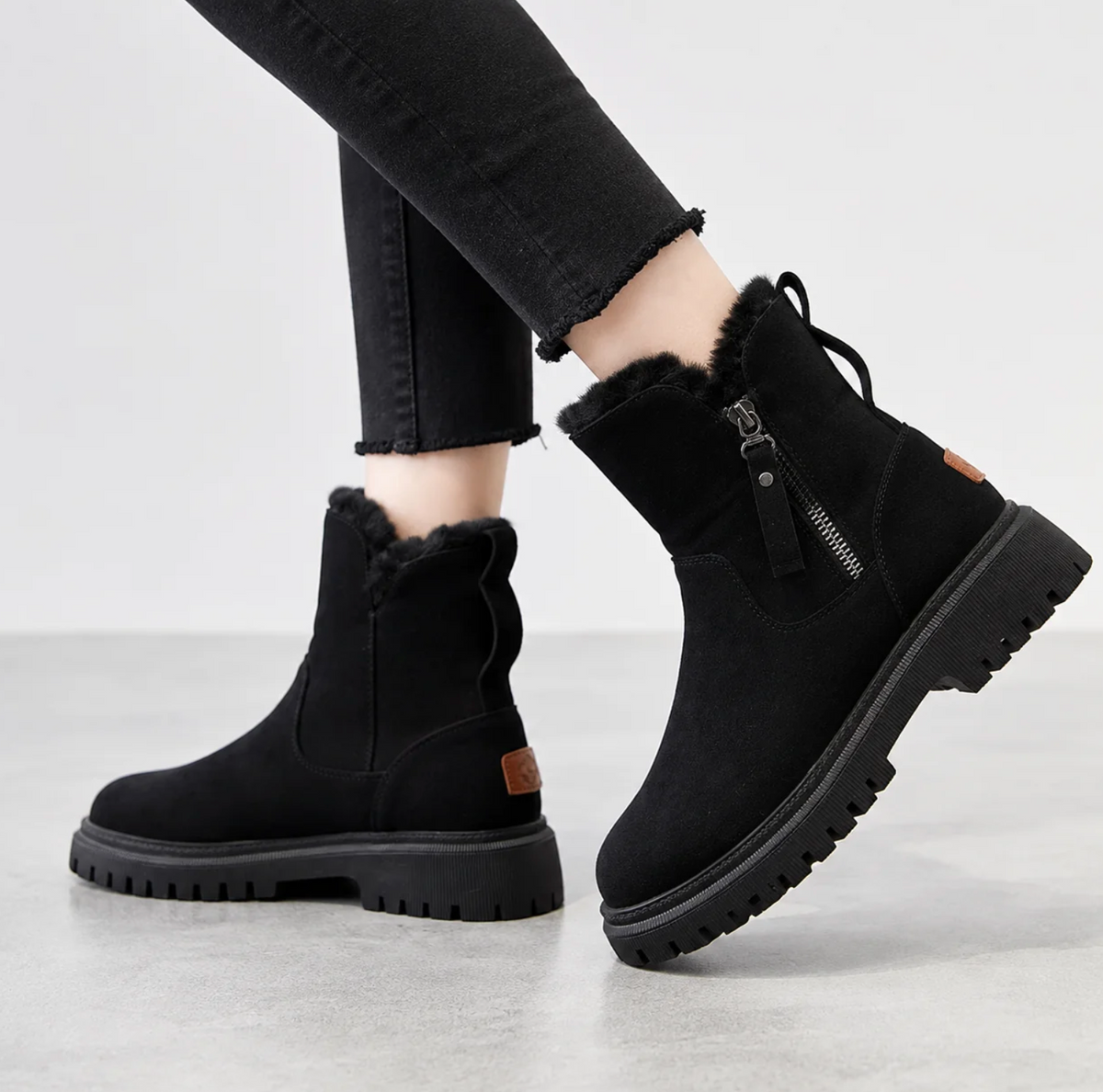 Annelise | Women's Faux-Fur Lined Winter Ankle Boots with Chunky Non-Slip Sole, Side Zip & Cushioned Footbed